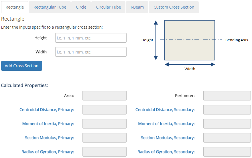 Add Cross Section Input Form